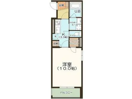 ルート38(1K/3階)の間取り写真