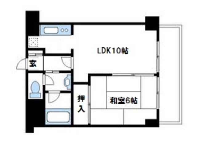 エステート中町(1LDK/4階)の間取り写真