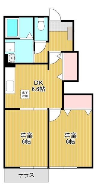 エテルノD(2DK/1階)の間取り写真