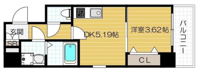 WIND BELL大宮(1DK/3階)の間取り写真