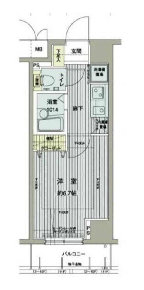 メインステージ西新宿(1K/6階)の間取り写真