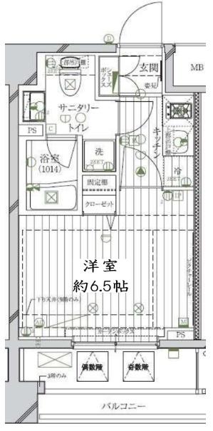 レガリス品川南大井パークサイド(1K/3階)の間取り写真