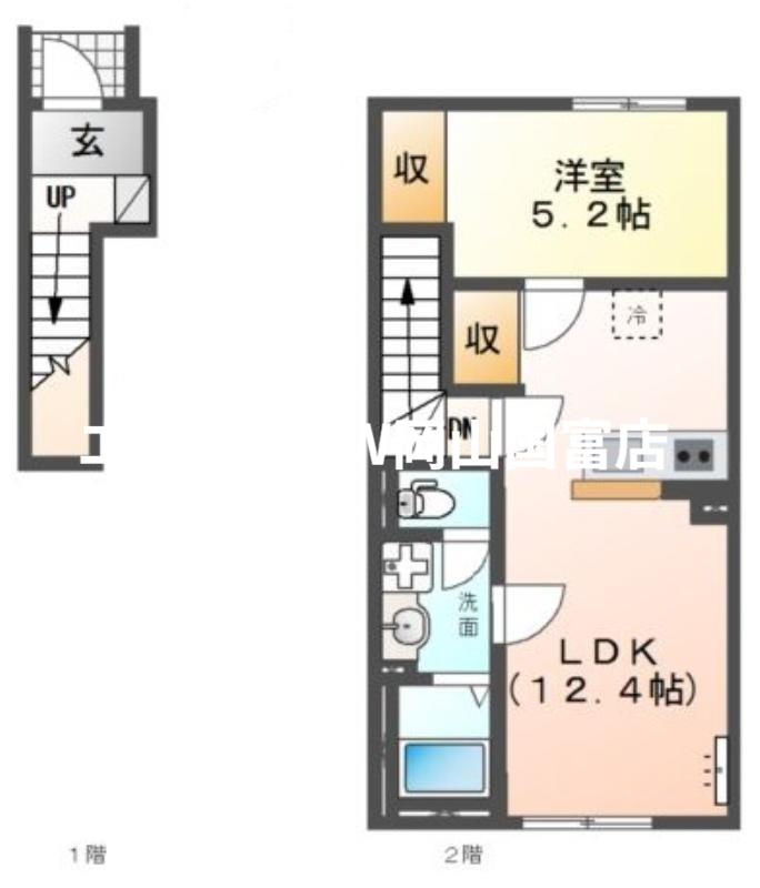 シャフル(1LDK/2階)の間取り写真