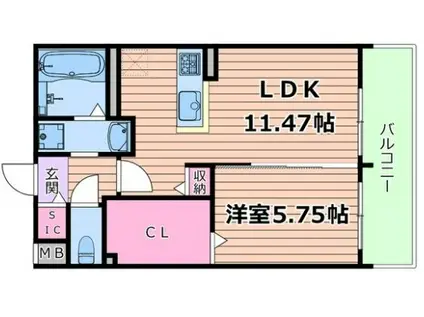 AI-MAISON 田辺/昭和町(1LDK/2階)の間取り写真