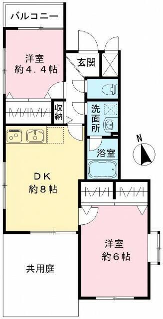 ノア豪徳寺(2DK/1階)の間取り写真