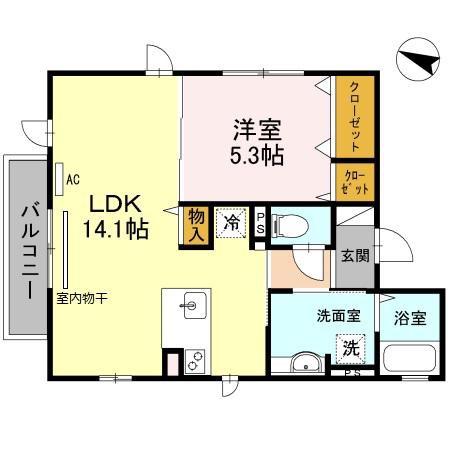 オーク太田III(1LDK/2階)の間取り写真