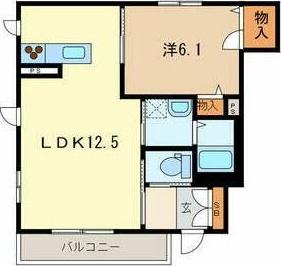 マンション鷹の巣(1LDK/1階)の間取り写真