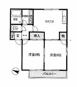 アドバンスII(2DK/2階)の間取り写真