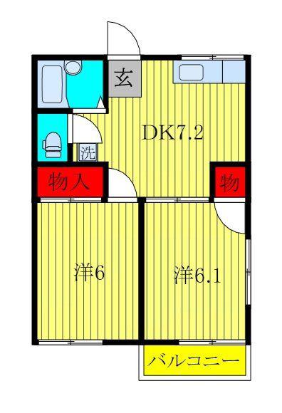 ルミネ桜木(2DK/2階)の間取り写真