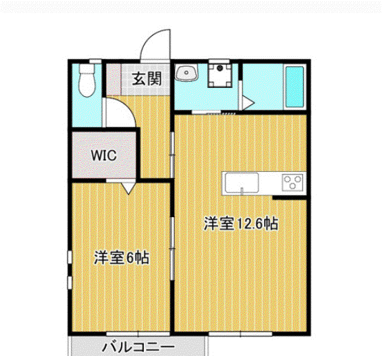 ビオスI筑後(1LDK/1階)の間取り写真