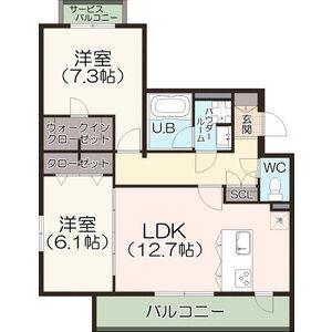 名古屋市西区平中町共同(2LDK/2階)の間取り写真