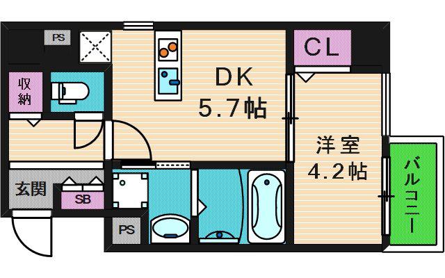 GAUDI(1DK/9階)の間取り写真