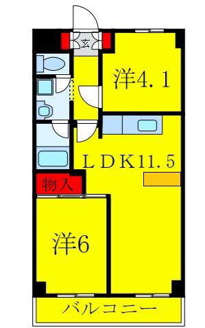 シティハウス・ノヴァ(2LDK/6階)の間取り写真