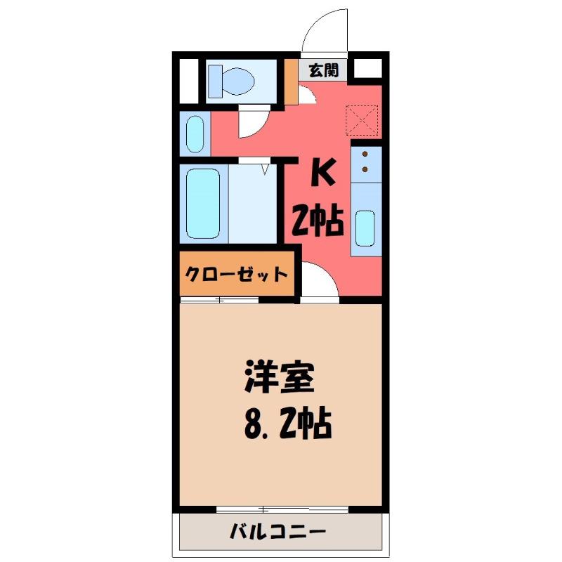 マンションけやき(1K/1階)の間取り写真