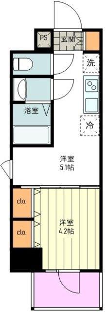 エステムコート東京八王子(1DK/11階)の間取り写真