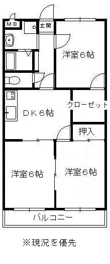 アーバンヒルズ(3DK/3階)の間取り写真