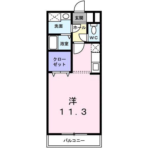 レジデンスハライチB(ワンルーム/2階)の間取り写真