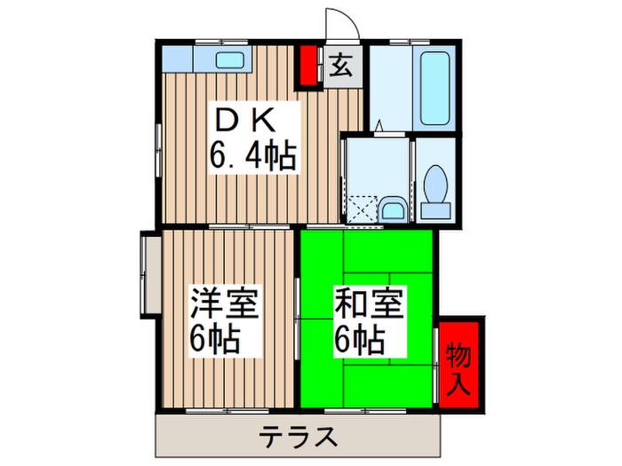 ルミエール桶川(2DK/1階)の間取り写真
