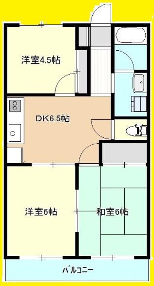 グリーンアベニューⅡ号棟(3DK/1階)の間取り写真