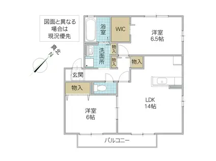 サイプレスB棟(2LDK/2階)の間取り写真