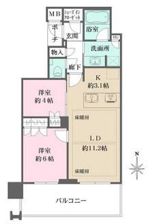 MJR堺筋本町(2LDK/29階)の間取り写真