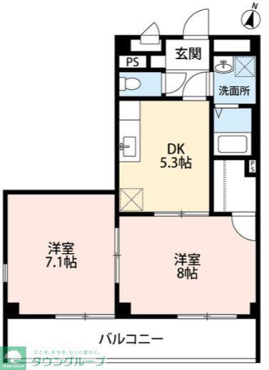 アンプルール フレア(2DK/2階)の間取り写真
