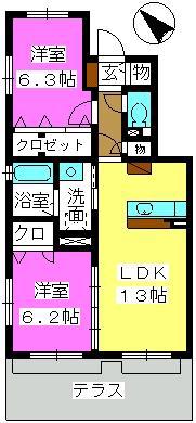コンフォールII(2LDK/1階)の間取り写真