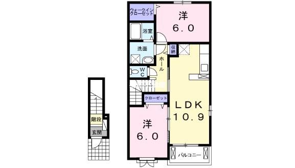 ヘスティア(2LDK/2階)の間取り写真