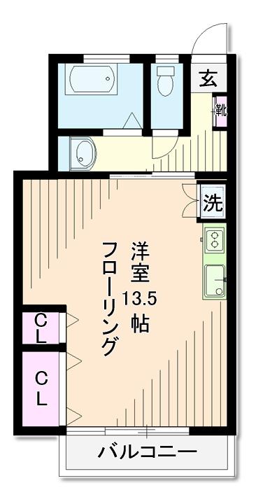 桜上水ビューティーマンション(ワンルーム/9階)の間取り写真