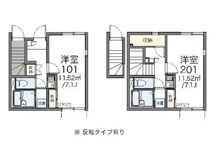 レオネクスト津田ハウス(1K/1階)の間取り写真