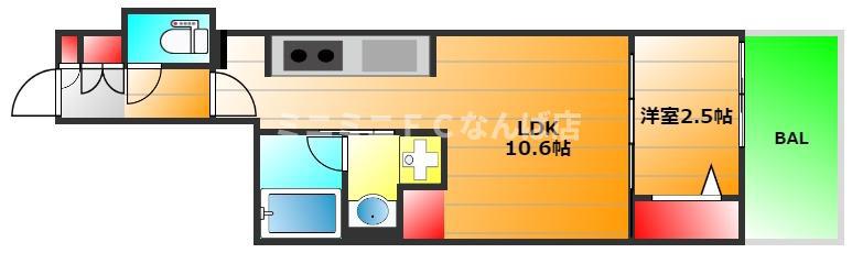 アーバネックス本町II(1LDK/5階)の間取り写真