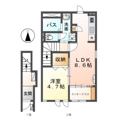 モンテプラナ(1LDK/2階)の間取り写真