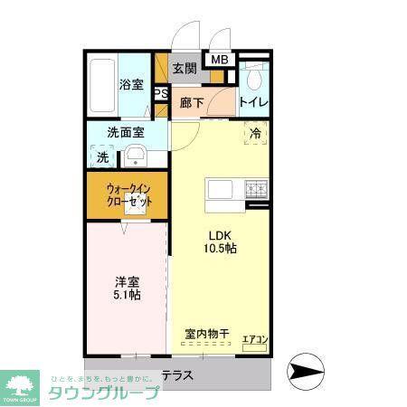 ディアコート鹿放ヶ丘(1LDK/1階)の間取り写真