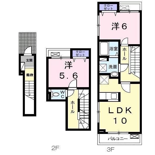 リーブ セレブリテIII C(2LDK/2階)の間取り写真