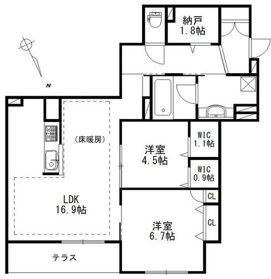 エルズプラス高円寺南(2LDK/1階)の間取り写真