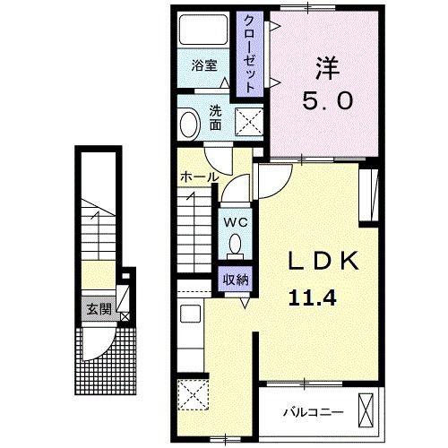 ルナ ヒルズ(1LDK/2階)の間取り写真