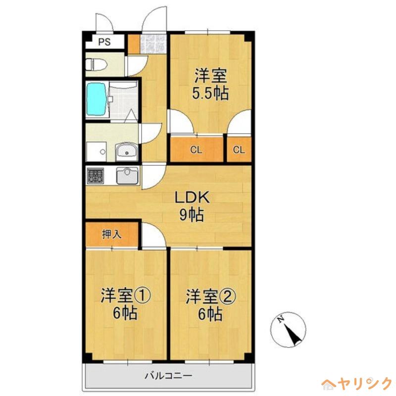 ファミール須ケ口(3LDK/3階)の間取り写真