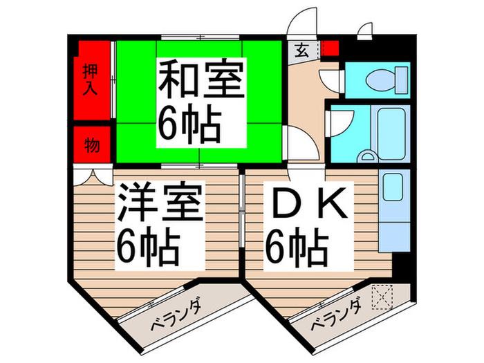 プランドール行徳(2DK/2階)の間取り写真