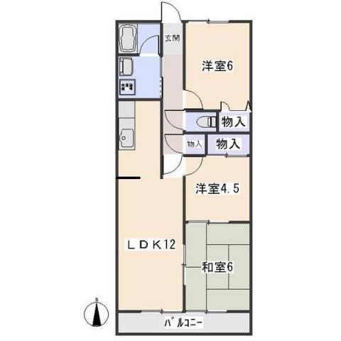 マンションソニア(3LDK/2階)の間取り写真