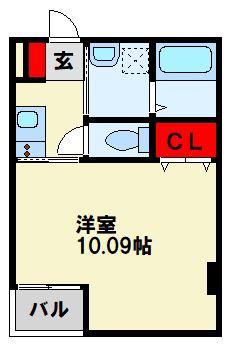 GRAND FORT(1K/4階)の間取り写真