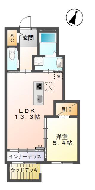 PORTE(1LDK/1階)の間取り写真