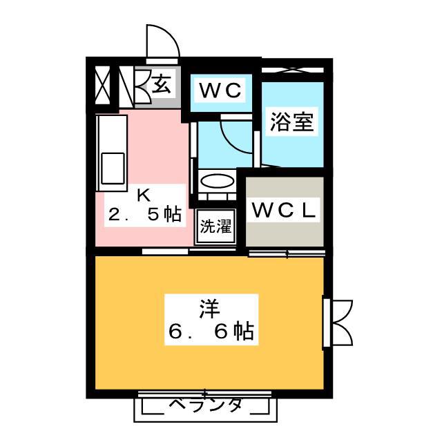 グリーンスマートB(1K/2階)の間取り写真