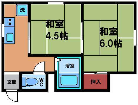 マンション関西(2DK/5階)の間取り写真