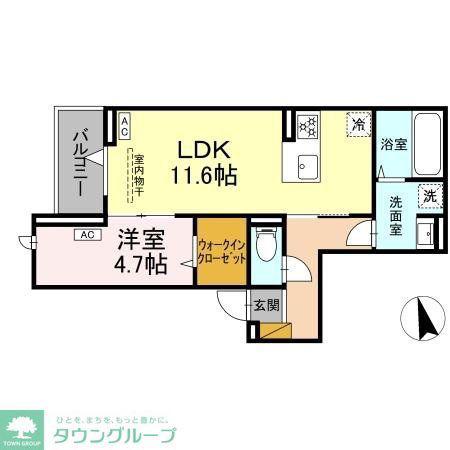 D-SOLACE津田沼II(1LDK/1階)の間取り写真