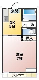 ファミーユ三橋(1DK/1階)の間取り写真
