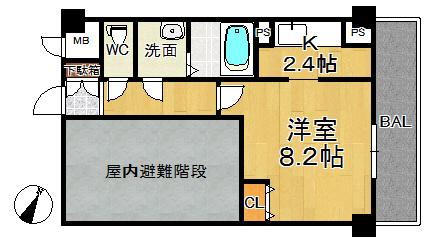 ASプレミアム関屋金衛町(1K/6階)の間取り写真