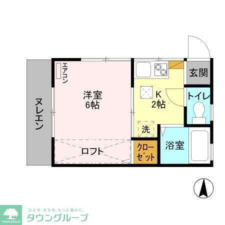キャッスル下矢切(1K/1階)の間取り写真