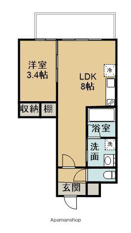 ヴィラージュ天神(1LDK/2階)の間取り写真