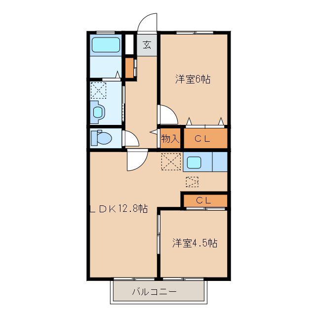 CLOCHETTE(2LDK/2階)の間取り写真