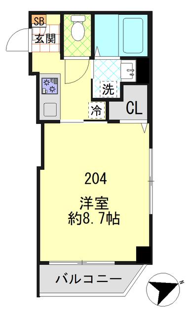 エステ浅草壱番館(1K/2階)の間取り写真